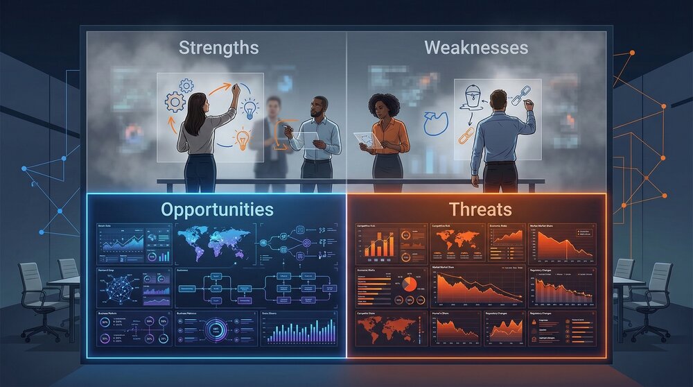 Waarom AI je SWOT-analyse niet kan maken (en wat het wel kan)